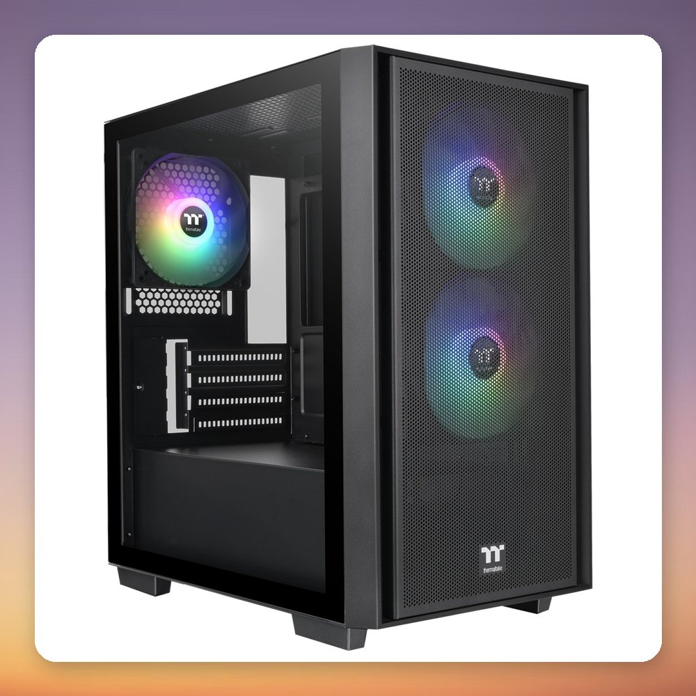 Thermaltake Versa H16 TG ARGB Micro-ATX Mini-Tower Case, Black, Tempered Glass