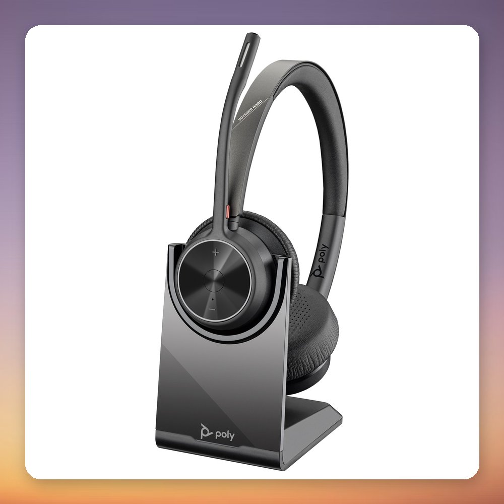 HP Poly Voyager 4320 USB-C Stereo Headset with BT700 Dongle and Charging Stand – image 4