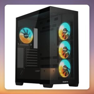 GigaByte C500 Panoramic Stealth ATX Mid Tower Case, Black, Dual Tempered Glass