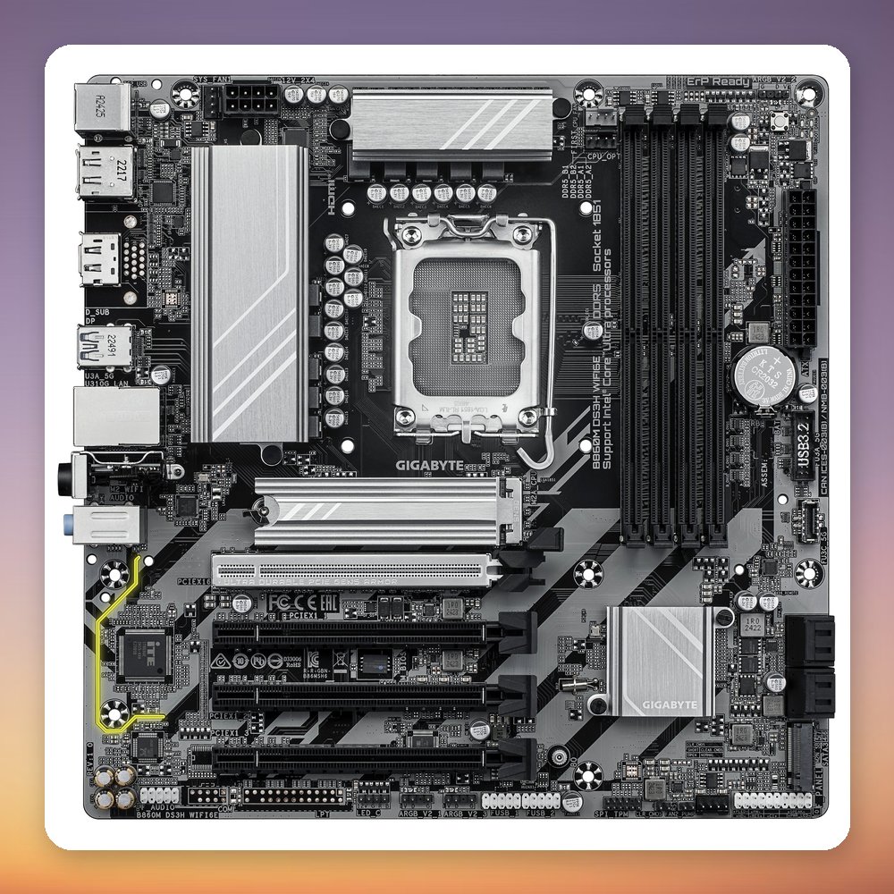 GigaByte B860M DS3H WIFI6E LGA 1851 Micro ATX Motherboard, DDR5, Wi-Fi 6E