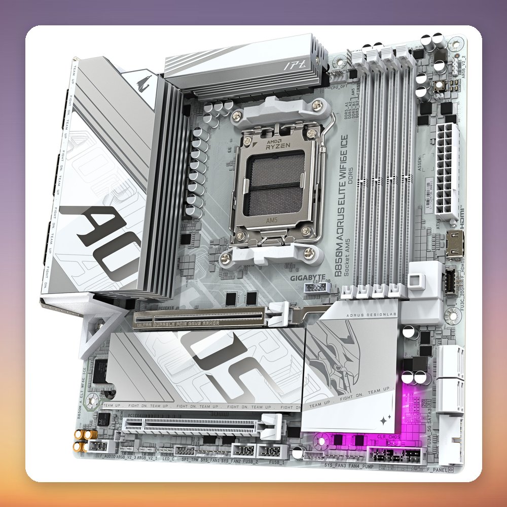 GIGABYTE B850M AORUS ELITE WIFI6E ICE AM5 mATX Motherboard, White, DDR5, Wi-Fi 6E – image 4