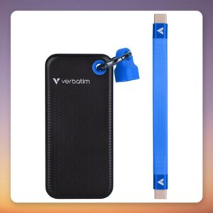 Verbatim Pocket SSD 1 TB External SSD, USB-C 3.2 Gen 2, Black/Blue