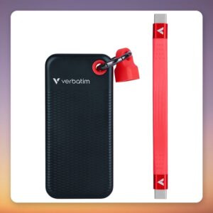 Verbatim Pocket SSD 1 TB External SSD, USB-C 3.2 Gen 2, Black/Red