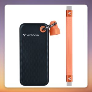 Verbatim Pocket SSD 1 TB External SSD, USB-C 3.2 Gen 2, Black/Orange