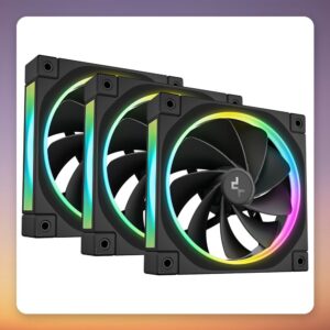 Deepcool FL12R 120 mm PWM ARGB Reverse Blade Case Fan, Black, 3-Pack