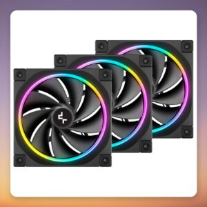 Deepcool FL12R 120 mm PWM ARGB Reverse Blade Case Fan, Black, 3-Pack
