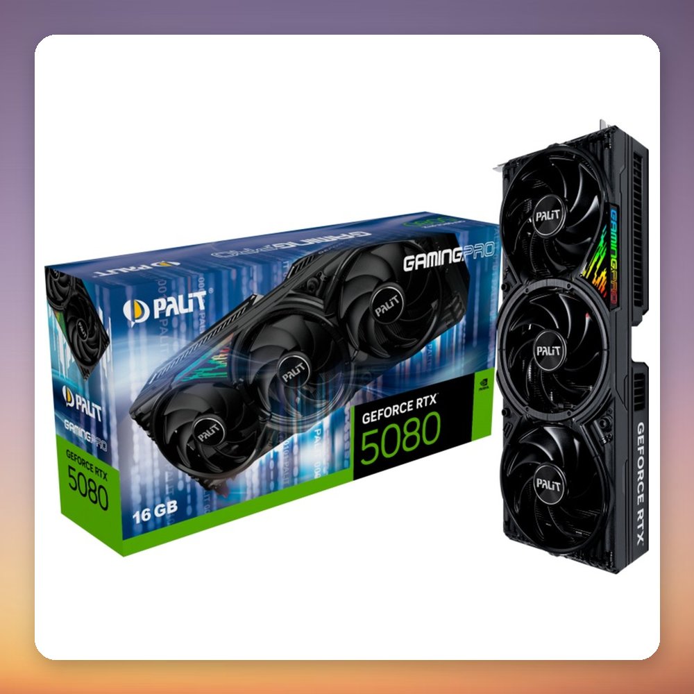 Palit GeForce RTX 5080 GamingPro 16 GB GDDR7 Graphics Card, 3x DisplayPort 2.1b, HDMI 2.1b