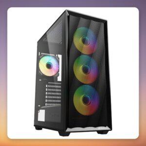Sharkoon VK4 ARGB ATX Mid-Tower Case, Black, Tempered Glass, 4x 120 mm ARGB Fans