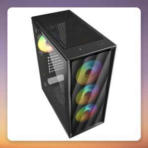 Sharkoon VK4 ARGB ATX Mid-Tower Case, Black, Tempered Glass, 4x 120 mm ARGB Fans