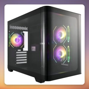 Fortron S380 Micro-ATX Case, Black, Dual Curved Tempered Glass, 3x 120 mm ARGB Fans