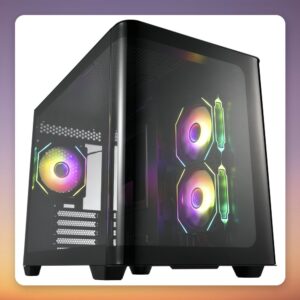 Fortron S380 Micro-ATX Case, Black, Dual Curved Tempered Glass, 3x 120 mm ARGB Fans