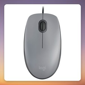 Logitech M110 Silent Wired Optical Mouse, Grey, 1000 DPI, USB