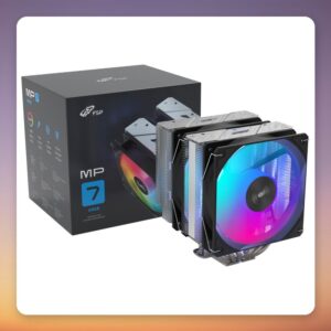 Fortron MP7 ARGB Dual Tower CPU Cooler, 120 mm, 6 Heatpipes, Black