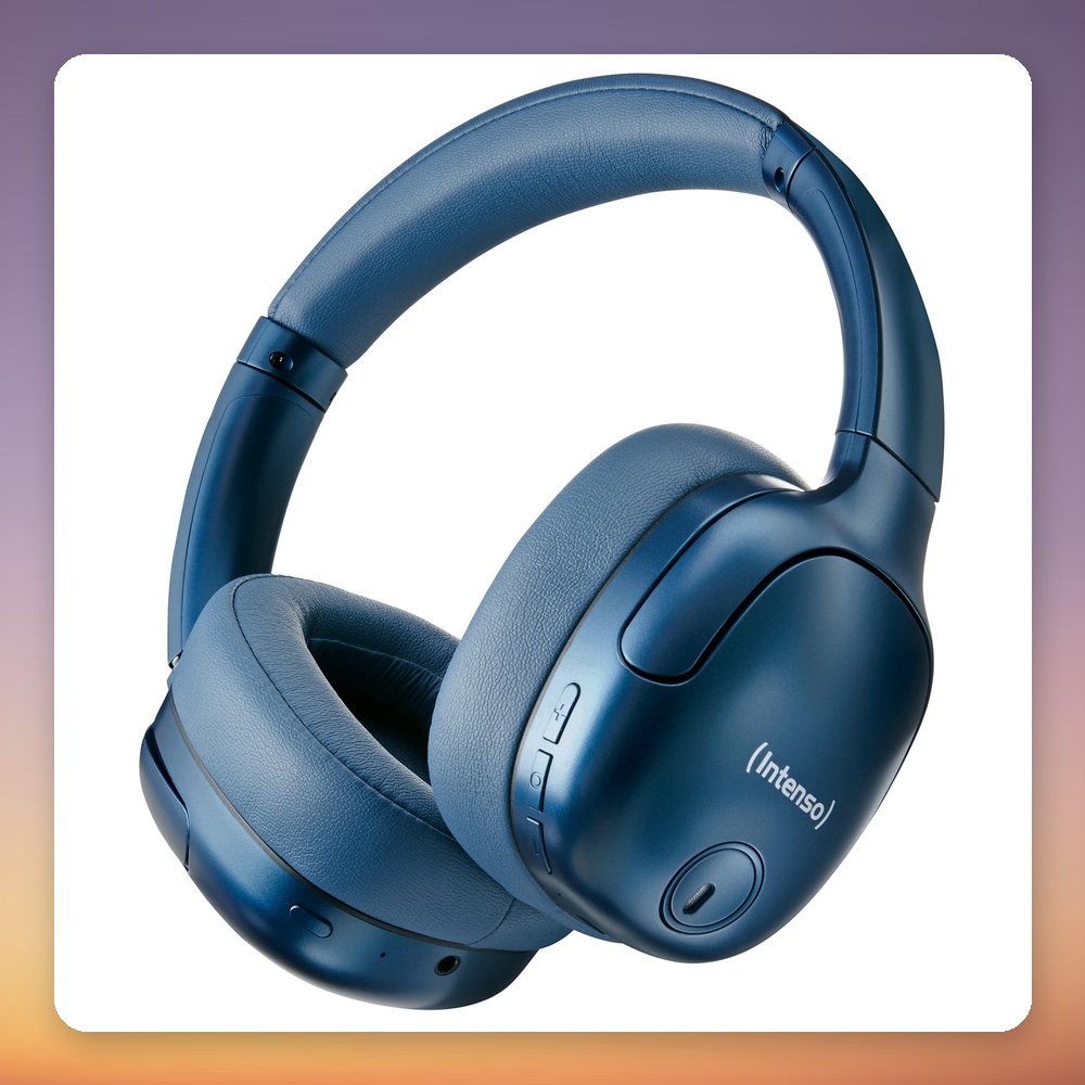 Intenso O400HA Wireless Over-Ear Headphones, Bluetooth 5.3, ANC, Blue