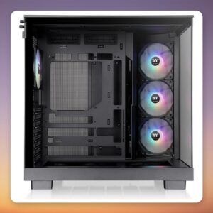 Thermaltake View 380 XL TG ARGB Mid-Tower Case, Black, Dual Tempered Glass, 4x 120 mm Fans