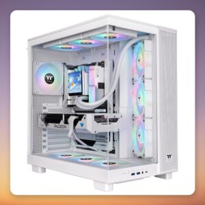 Thermaltake View 380 XL TG ARGB Snow White Mid-Tower ATX Case, Dual Tempered Glass