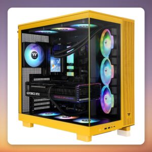 Thermaltake View 380 XL TG ARGB Bumblebee ATX Mid-Tower Case, Dark Yellow, Dual Tempered Glass