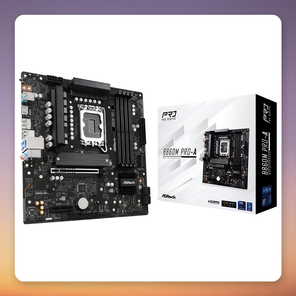 ASRock B860M Pro-A Intel B860 LGA 1851 Micro-ATX Motherboard, DDR5, Black