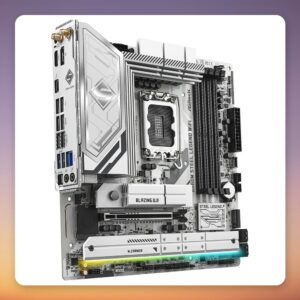 ASRock B860M Steel Legend WiFi Micro ATX Motherboard, LGA 1851, White