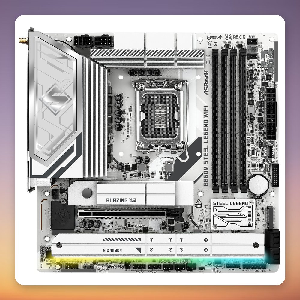 ASRock B860M Steel Legend WiFi Micro ATX Motherboard, LGA 1851, White – image 3