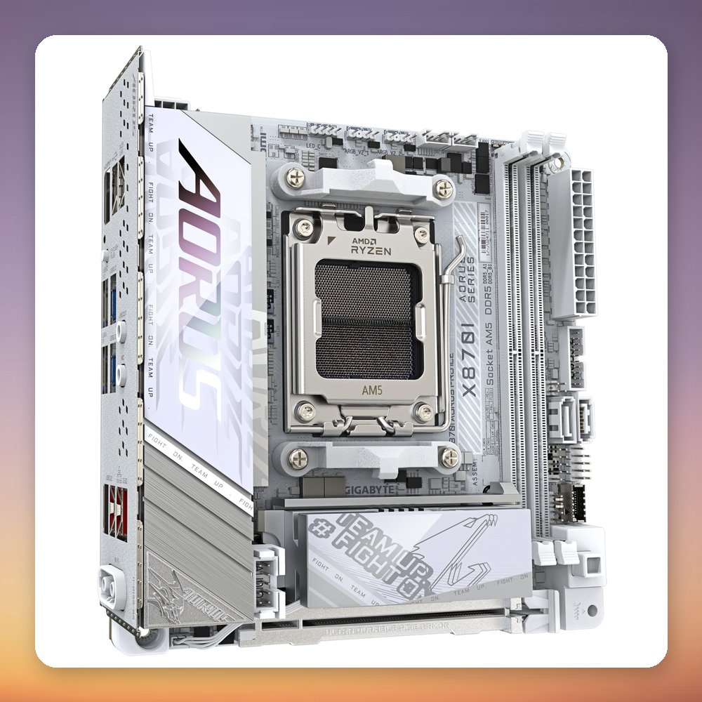 Gigabyte X870I AORUS PRO ICE AM5 Mini-ITX Motherboard, White, DDR5, Wi-Fi 7, USB4 – image 2