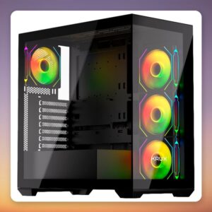 Krux EXO Midi-Tower ATX Case, Black, 2x Tempered Glass, 4x ARGB Fans