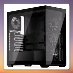 Krux EXO Midi-Tower ATX Case, Black, 2x Tempered Glass, 4x ARGB Fans