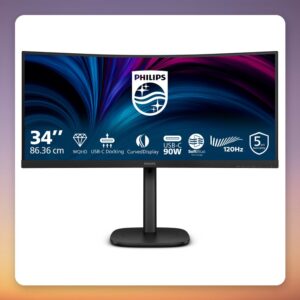 Philips 34B2U3600C 34-Inch Curved WQHD 120Hz VA Monitor with USB-C 90W