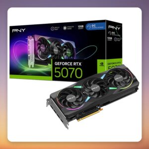 PNY GeForce RTX 5070 ARGB OC 12 GB GDDR7 Graphics Card, 3x DisplayPort 2.1b, 1x HDMI 2.1b