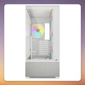 Sharkoon AK7 ARGB ATX Mid-Tower Case, White, Dual Tempered Glass, 4x 120 mm ARGB Fans