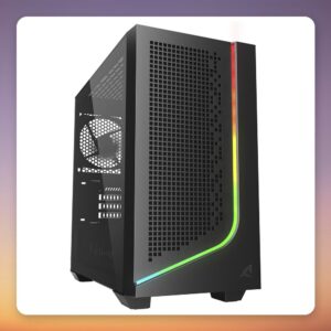 Sharkoon J1000 ARGB Micro-ATX Mid Tower Case, Black, Tempered Glass