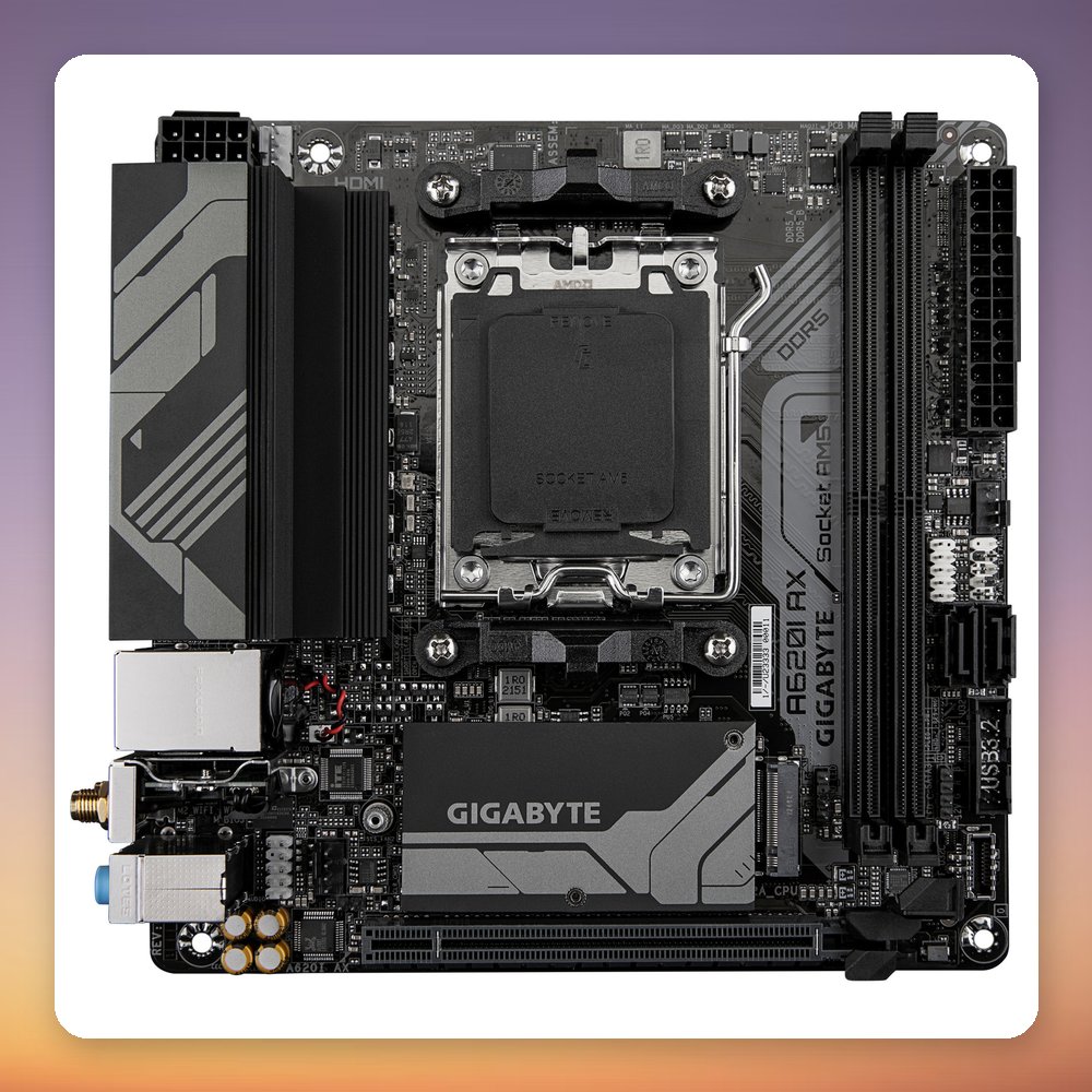 GigaByte A620I AX Mini-ITX AM5 Motherboard, AMD A620, DDR5, Wi-Fi 6E