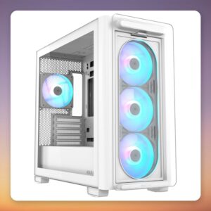 Asus A23 PLUS TG ARGB White Micro-ATX Mini Tower Case, Tempered Glass