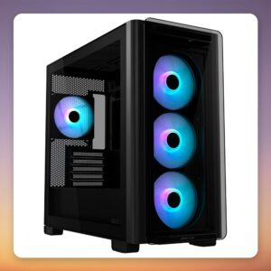 Asus A23 PLUS TG ARGB Micro-ATX Case, Black, Tempered Glass, 4x ARGB Fans