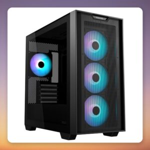 Asus A21 PLUS TG ARGB Micro-ATX Case, Black, Tempered Glass, 4x ARGB Fans