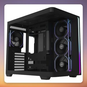 Fortron M580 Plus Midi Tower ATX Case, Black, Curved Tempered Glass, 4x ARGB Fans