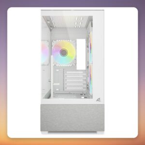 Sharkoon MK7 ARGB Micro-ATX Mini-Tower Case, White, 2x Tempered Glass