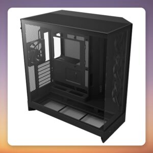 NZXT H9 Flow Mid-Tower E-ATX Case, Black (Matt), Dual Tempered Glass