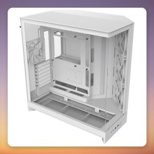 NZXT H9 Flow Mid-Tower Case, E-ATX, White, Dual Tempered Glass