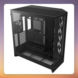 NZXT H9 Flow RGB Mid-Tower Case, Matt Black, Dual Tempered Glass, E-ATX
