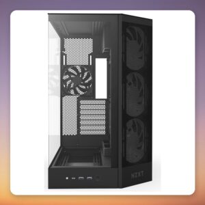 NZXT H9 Flow RGB Mid-Tower Case, Matt Black, Dual Tempered Glass, E-ATX