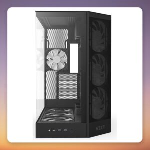 NZXT H9 Flow RGB+ Mid-Tower Case, E-ATX, Matte Black, Dual Tempered Glass