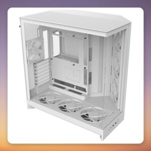 NZXT H9 Flow RGB+ E-ATX Mid-Tower Case, White, Dual Tempered Glass