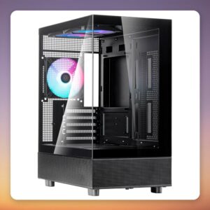 Silverstone Lucid 04 Micro-ATX Mini Tower Case, Black, 2x Tempered Glass, ARGB