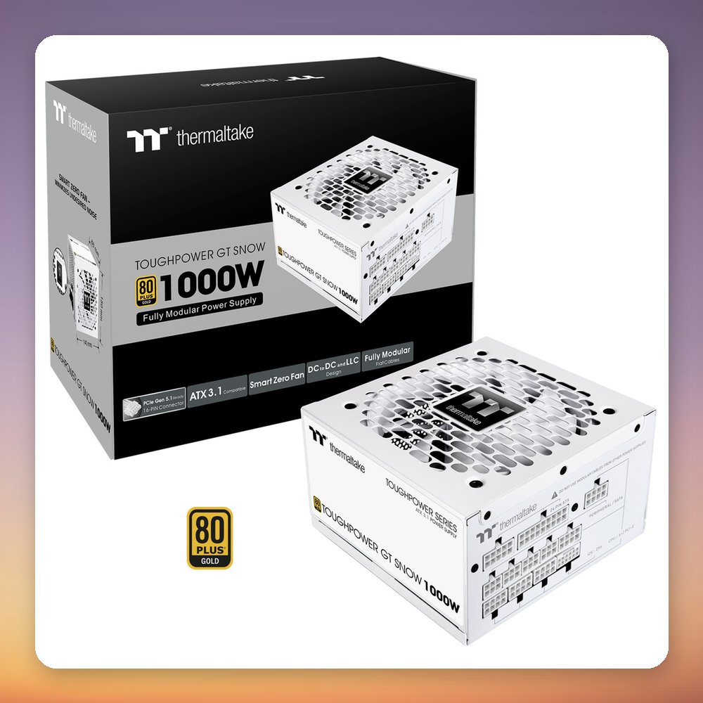 Thermaltake Toughpower GT Snow 1000W 80 PLUS Gold ATX 3.1 Fully Modular PSU, White