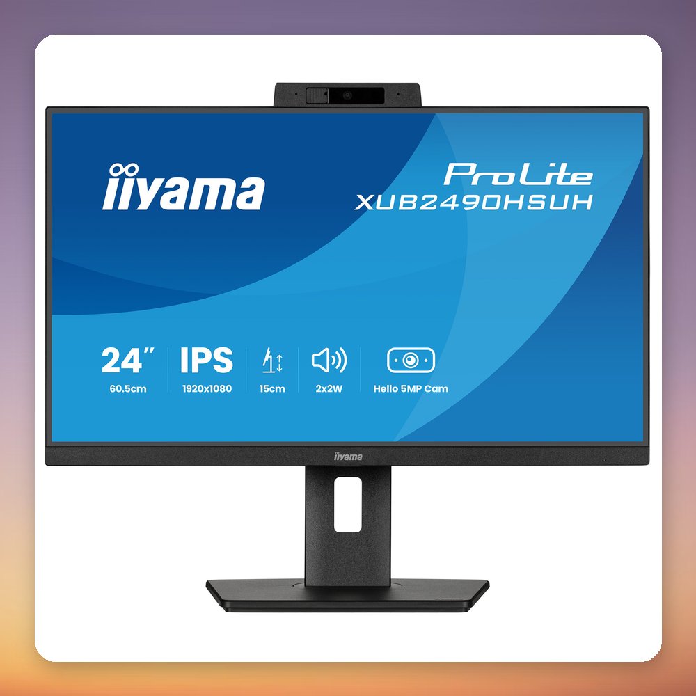 Iiyama ProLite XUB2490HSUH-B2 24" Full HD IPS Monitor, 100 Hz, 5MP Webcam, USB Hub – image 2