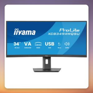 Iiyama ProLite XCB3494WQSU-B1 34″ UWQHD 120 Hz Curved VA Monitor, FreeSync Premium, USB-C