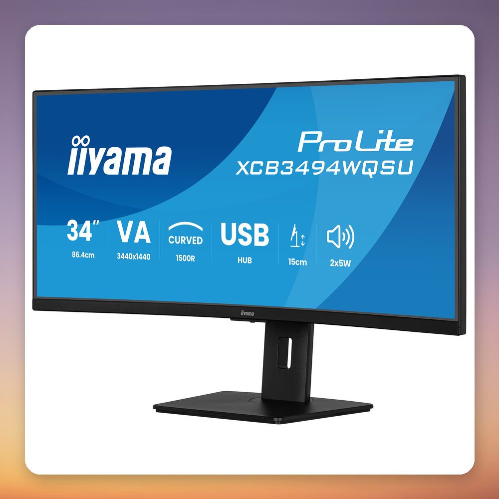 Iiyama ProLite XCB3494WQSU-B1 34" UWQHD 120 Hz Curved VA Monitor, FreeSync Premium, USB-C – image 3