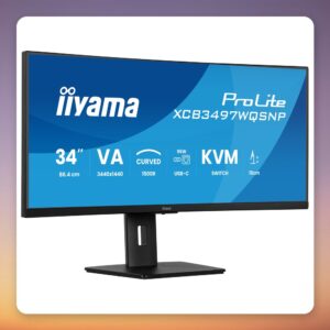 Iiyama ProLite XCB3497WQSNP-B1 34" Curved UltraWide WQHD 120Hz VA Monitor, USB-C 95W, KVM