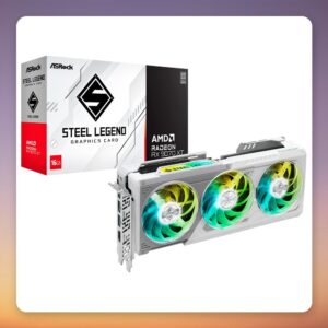 ASRock Radeon RX 9070 XT Steel Legend 16GB GDDR6 Graphics Card, White